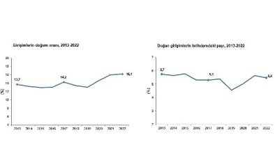 Girişimlerin 2022 yılında doğum oranı yüzde 16,1 oldu