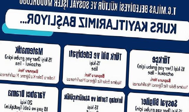 Milas Belediyesi’nin eğitime dayanak kurslarına müracaatlar başladı